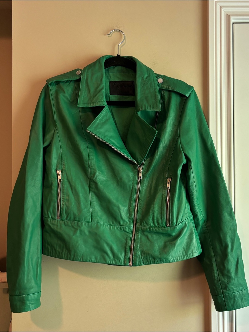 Green Women's Moto Leather Jacket